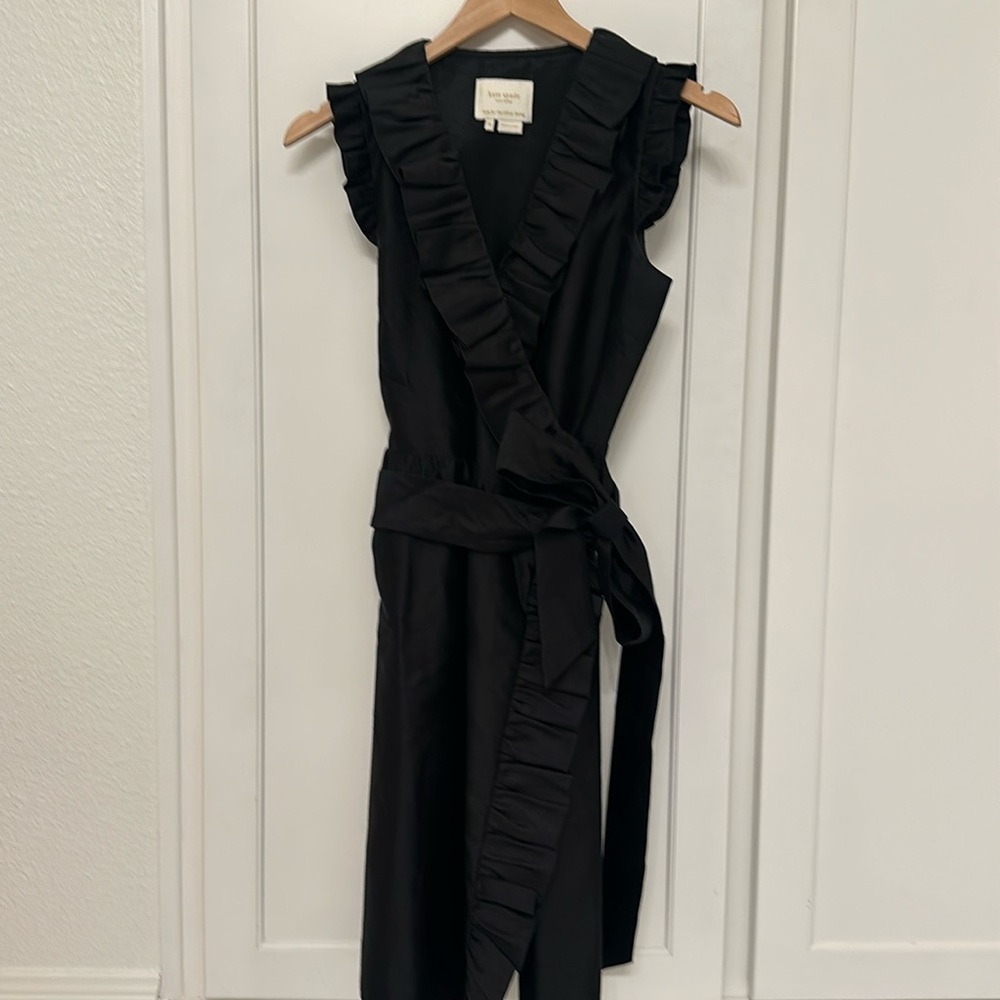 Kate Spade black ruffled wrap dress, size 0